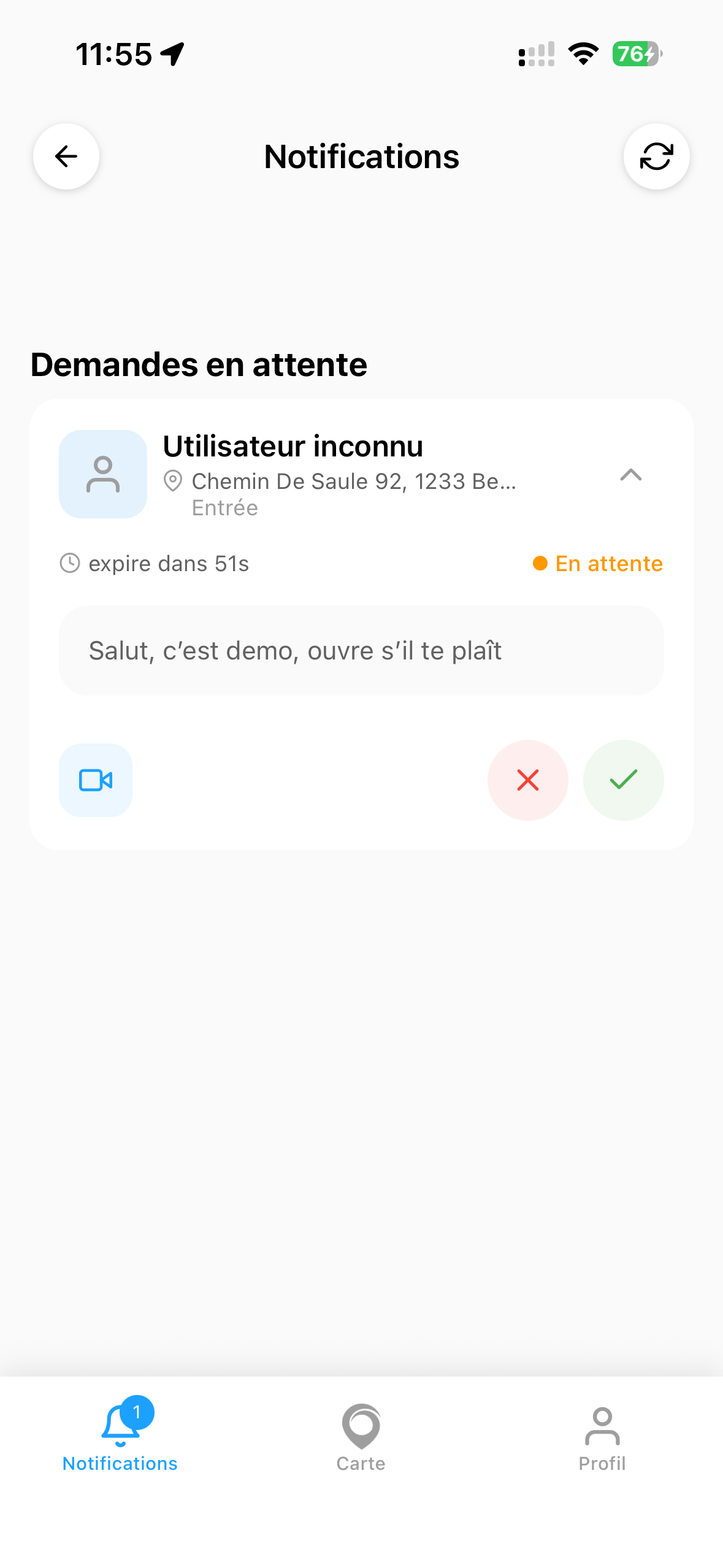 Notification en attente
